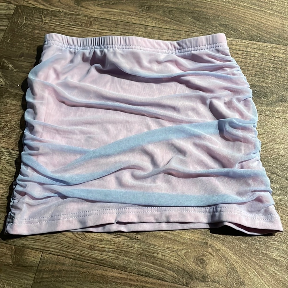 purple runched mini skirt